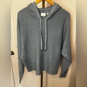 Cyrus Women’s Light blue Waffle-Knit V-Neck Hoodie Sweater